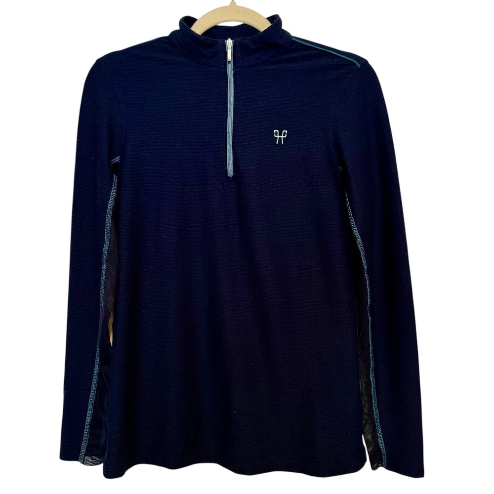 Horse Pilot Suntech‎ Navy Quarter Zip Long Sleeve Top Mesh Medium Equestrian